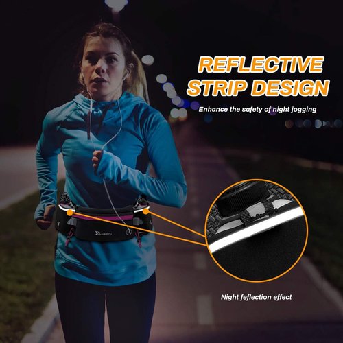 Number-one Running Belt with Water Bottles(2 x 175ML), Hydration Belt Waterproof Waist Pack Bag Fits iPhones Adjustable Sports Waist Pouch for Marathon Running Hiking Cycling, Rose Red